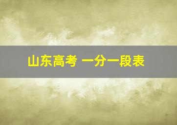 山东高考 一分一段表